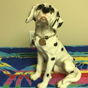 White & Black Dalmatian Dog Figurine Home Accent